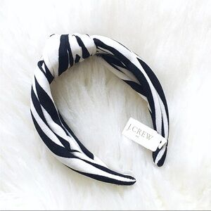 J. Crew Zebra Print Black and White Stripe Top Knot Headband